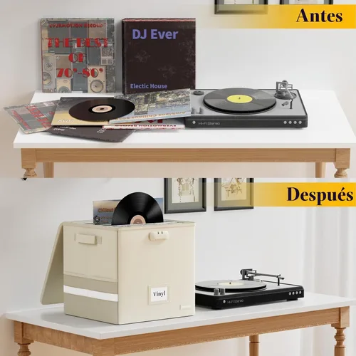 Vista 6 de DocSafe Fireproof Vinyl Record Storage Box with Lock, Beige, 13"x13"x13