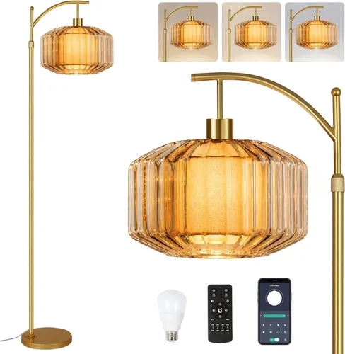 Vista 11 de QIYIZM - Lámpara de pie con diseño de árbol de 3 bombillas; alta, rústica, estilo rural, industrial y boho, pantalla de mimbre y bambú; para sala