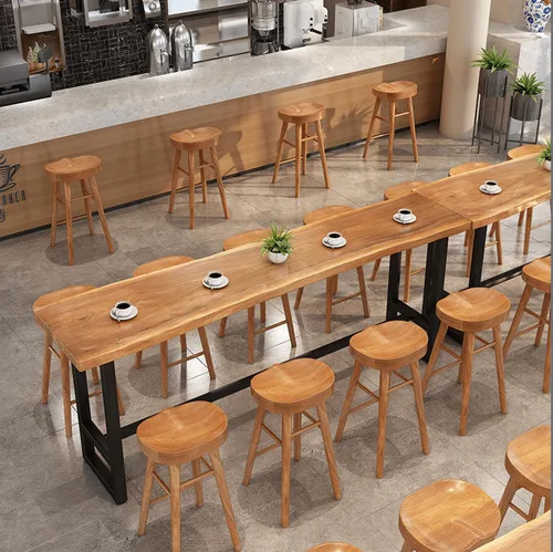 Vista 5 de Mesa de bar de madera maciza, mesa de bistró, mesa alta, mesa de desayuno, mesa de pub, muebles de cocina para sala de estar, comedor, cafetería