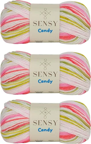 Vista 30 de Sensy Candy Yarn - Hilo de 5 madejas, 3.5 onzas, 251 yardas, multicolor para ganchillo y tejido, calibre ligero 3