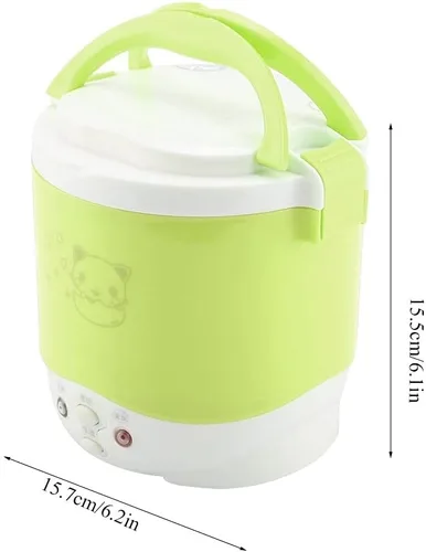 Vista 9 de Mini olla de arroz eléctrica de 1 litro, olla arrocera de 12 V y 100 W, vaporizador de alimentos para automóviles, para arroz, gachas de avena