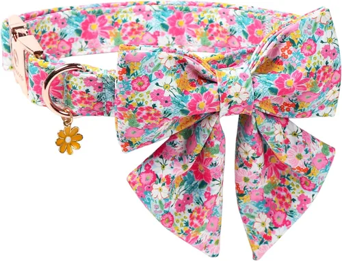 Vista 17 de DOGWONG Collar de otoño para perro con lazo, collar de moño para perro de Acción de Gracias, collar ajustable de algodón de otoño con hoja de arce