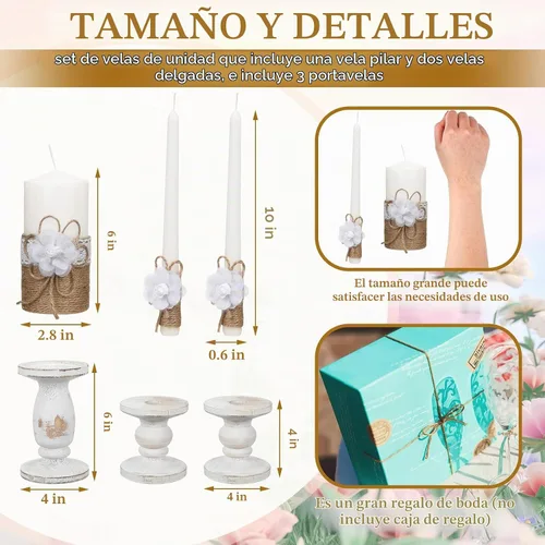 Vista 3 de Zhehao Blossom Unity - Juego de velas para recepción de ceremonia de boda