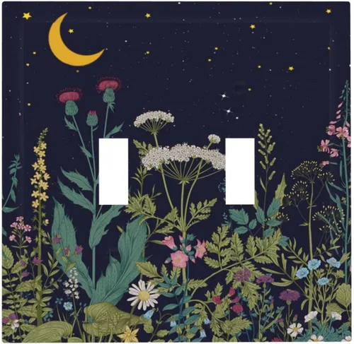 Vista 115 de Cubiertas de pared de lodge rústico retro con diseño de osos, ciervos y animales salvajes. Placas de pared dúplex simples para interruptor de luz.
