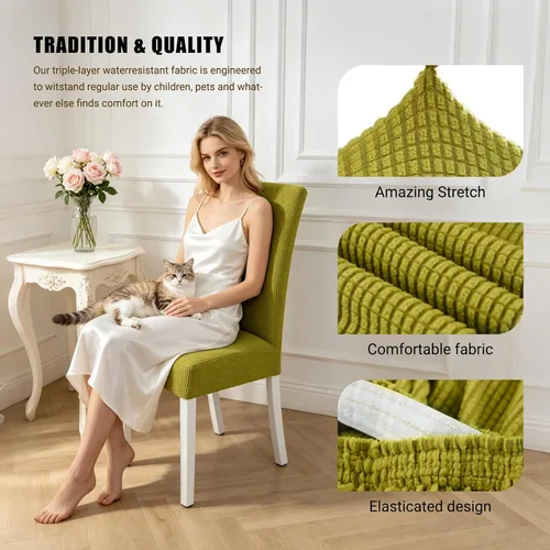Vista 21 de PETCUTE Fundas elásticas para sillas de comedor, fundas elásticas antideslizantes para sillas de comedor, color gris, paquete de 2
