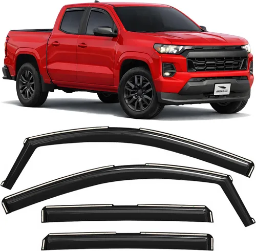 Vista 33 de Voron Glass Protectores de lluvia extra duraderos con cinta adhesiva para Chevrolet (Chevy) Silverado 2500HD/3500HD 2007-2014 cabina extendida Negro
