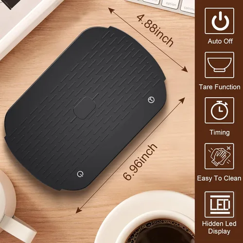 Vista 8 de Báscula de café con temporizador, báscula de café espresso recargable, báscula digital de alta precisión de 6.6 lbs/0.00 oz, báscula de alimentos