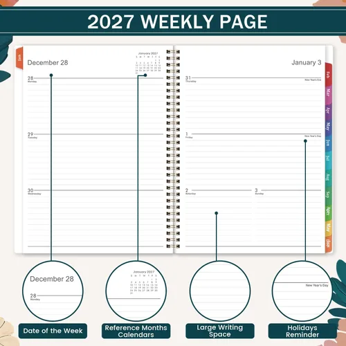 Vista 3 de Indeme 2027 Planner - 2027 Planner Weekly and Monthly, Jan 2027 - Dec 2027