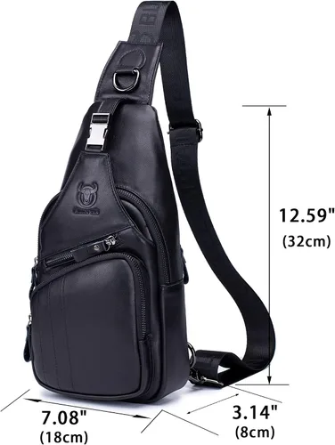 Vista 53 de LUKZIJAES Bolso bandolera de cuero genuino para hombre