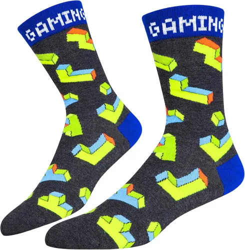 Vista 2 de Calcetines de juego para hombre, novedosos y divertidos, para la pantorrilla, color verde, regalo para jugadores, adolescentes, niños, hijos