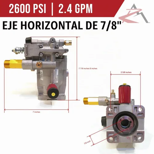 Vista 2 de Himore 2.4G26 Bomba de lavado a presión, 2600 PSI 2.4 GPM 7/8" eje horizontal Se adapta a muchas marcas y modelos con motores horizontales Honda