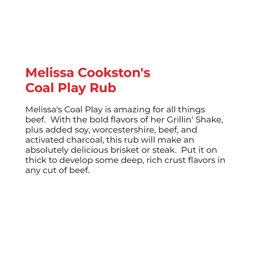Vista 3 de Melissa Cookston 's Coal Play BBQ Rub, galardonados masajes para barbacoa, 11.91 onzas