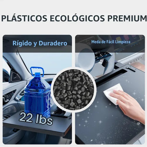 Vista 7 de Bandeja para volante, bandeja de comida para automóvil, escritorio de automóvil para laptop, mesa multiusos para comer y trabajar, bandeja ajustable