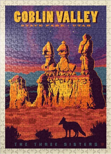 Vista 8 de MyPuzzle Goblin Valley State Park, Utah, Póster Vintage, Rompecabezas de 100 piezas para adultos