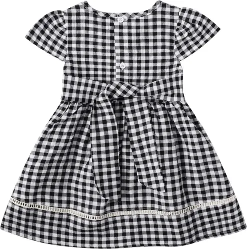 Vista 5 de HILEELANG Vestidos de manga corta para niñas pequeñas