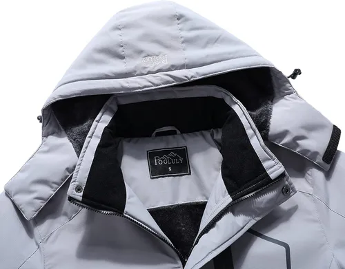 Vista 5 de Pooluly - Chaqueta impermeable de invierno, esquí, snowboard, para hombre, con capucha, rompevientos.