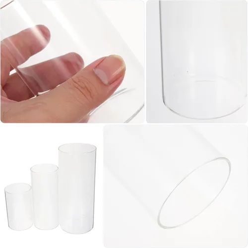 Vista 9 de Veemoon 3 jarrones cilíndricos de vidrio, candelabros transparentes para escritorio, floreros de mesa de boda, centros de mesa, decoración de jarrón