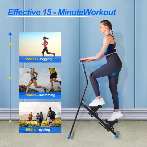 Vista 3 de Escalera para gimnasio en casa, máquina de entrenamiento vertical plegable, máquina de entrenamiento de cuerpo completo con asas ajustables, monitor