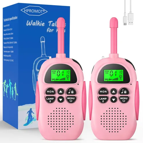 Vista 12 de HPROMOT Walkie Talkies para niños recargables, juguetes para niños de 3 a 12 años, niños y niñas, paquete de 2 unidades de radios de dos vías