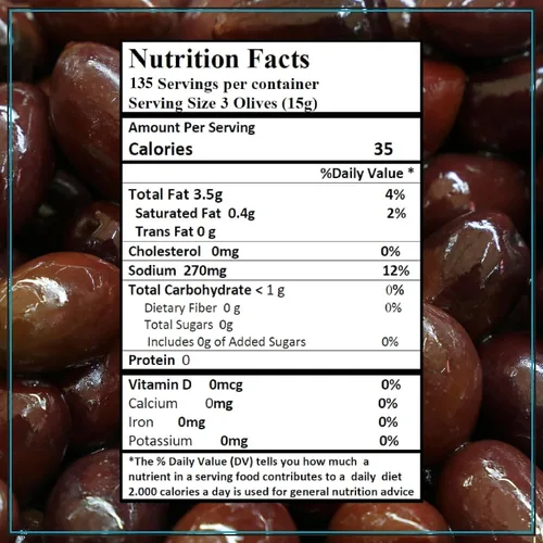 Vista 2 de Krinos Aceitunas Kalamata grandes sin hueso 4.4 lb Aceitunas 100% Kalamata premium sin hueso e importadas de Grecia. Dieta mediterránea vegana