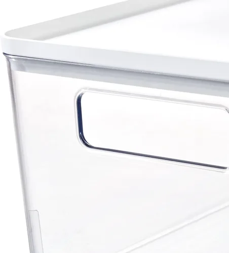 Vista 4 de iDesign - Contenedor de despensa con tapa extraíble, de plástico, con asas, juego de 3, transparente/blanco