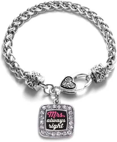 Vista 77 de Pulsera de dijes cuadrados de plata con joyería de circonita cúbica