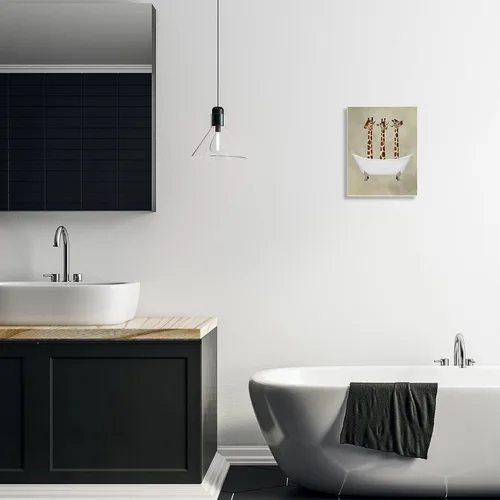 Vista 2 de Stupell Industries Placa de pared con diseño de tres jirafas en una bañera, 10 x 0.5 x 15, multicolor