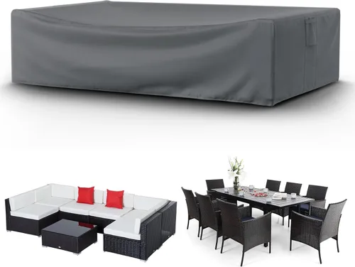 Vista 10 de Cubiertas para muebles de patio STARTWO impermeables, resistentes a los rayos UV, resistentes a los desgarros, resistentes para 7-12 asientos