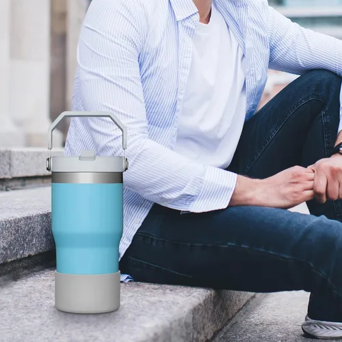 Vista 7 de 2 fundas de silicona para vaso Stanley de 30 onzas con asa, accesorios de taza para Quencher de 40 onzas e IceFlow de 20 onzas, reduce el ruido