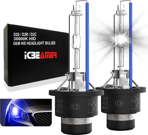 Vista 15 de ICBEAMER 10000K D1R D1C D1S Xenon HID Reemplazo directo Reemplazar bombillas de luz baja para faros delanteros de fábrica OEM [Color: azul]
