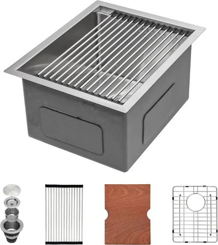 Vista 36 de Mocoloo Fregadero de barra bajo encimera de 13 pulgadas color negro plomizo – Fregadero de cocina pequeño de acero inoxidable T304 de 13 x 15