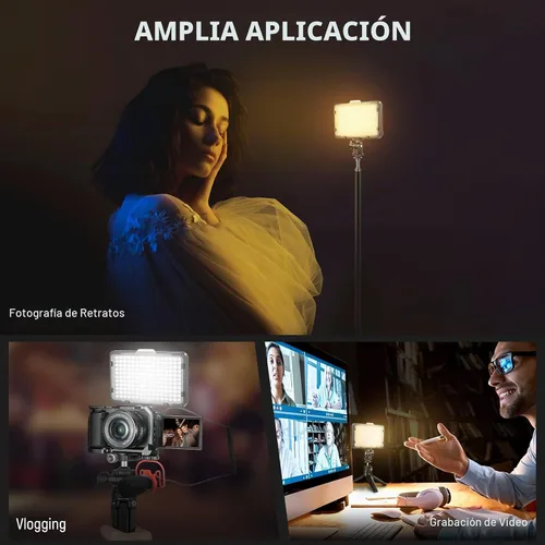 Vista 8 de NEEWER Kit de iluminación de luz de video regulable de 176 LED: Panel LED 176 3200-5600K, batería recargable de iones de litio de 2 piezas, cargador