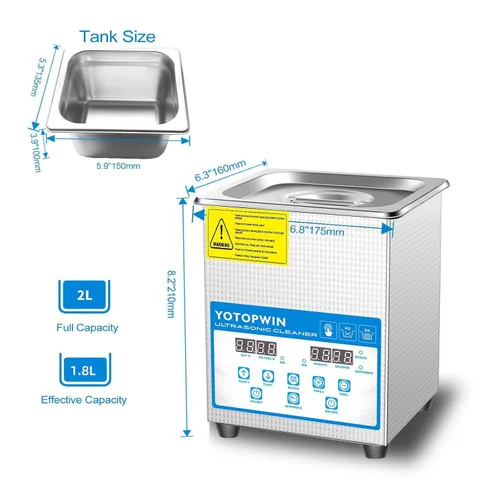 Vista 4 de Limpiador de joyas Máquina ultrasónica profesional Limpiador ultrasónico de laboratorio con temporizador digital y calentador 40KHZ