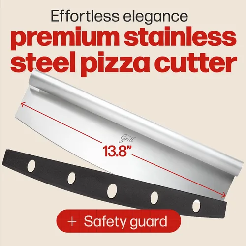 Vista 3 de Pizza Steel PRO by Hans Grill & Pizza Cutter Rocker Blade & Cepillo de limpieza y raspador