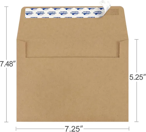 Vista 2 de ValBox 200 sobres de invitación tamaño A7, 5 x 7, sobres de papel kraft marrón de 120 g/m², autoadhesivos, para tarjetas de 5 x 7, para bodas