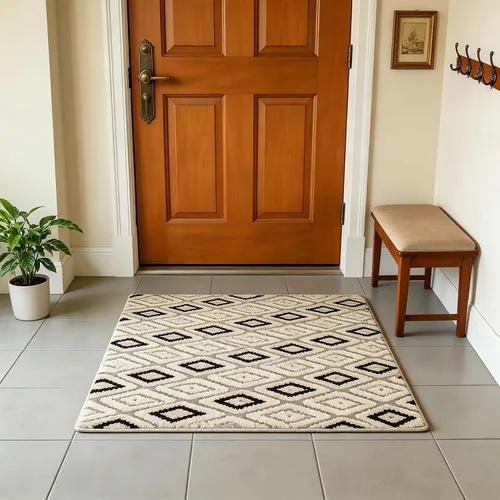 Vista 39 de UKELER Tapete antideslizante para puerta, alfombras de acento modernas para entrada, estilo romántico campestre americano, alfombras de algodón