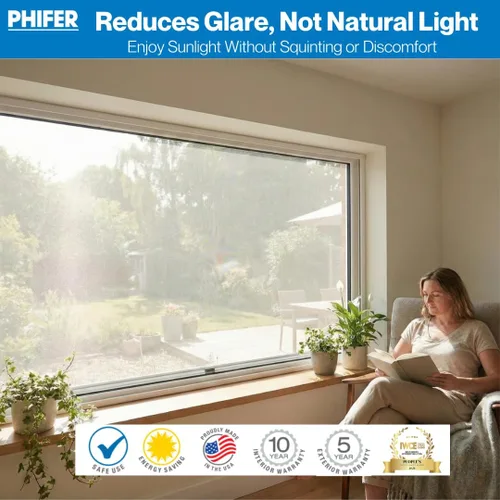 Vista 5 de Phifer SheerWeave - Pantalla solar de malla para ventanas, 75% de sombra, rollo de pantalla solar de ahorro de energía de 48 x 10 pies
