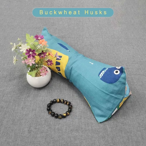 Vista 7 de Almohadas de trigo sarraceno para dormir, almohada de trigo sarraceno, almohada cervical lumbar, almohada redonda terapéutica para durmientes, dolor