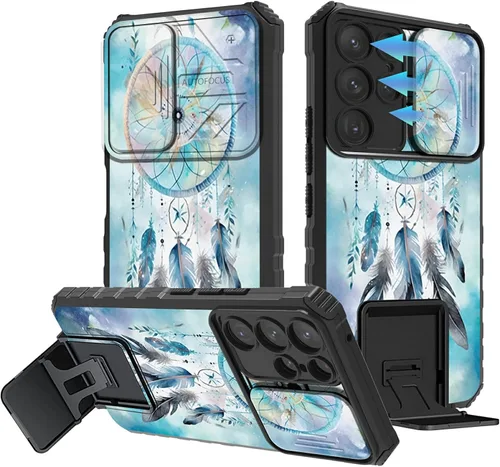 Vista 88 de Funda para Samsung Galaxy A13 5G/4G/A04S, Galaxy A13 5G con cubierta de cámara deslizante, funda de doble capa integrada con función atril