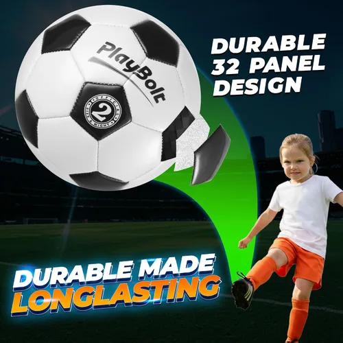 Vista 5 de PlayBolt Soccer Ball Sizes 2, 3, 4, 5 with Pump - Black & White Training Practice & Match Ball for Kids, Youth and Adults (1-Pack or 4-Pack)