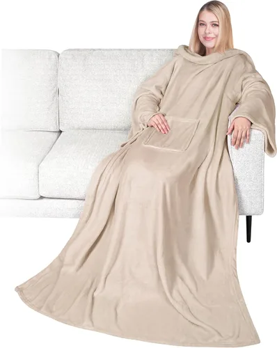 Vista 25 de PAVILIA Wearable Blanket with Sleeves for Adult Women Men, Cozy Fleece Warm Wrap Throw with Arms, Gifts for Christmas, Wife