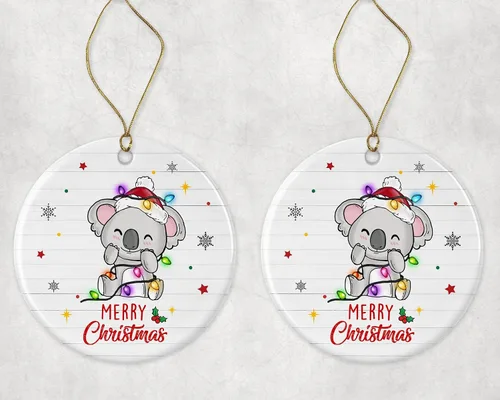 Vista 3 de Merry Christmas Koala Ornament, 2023 Christmas Ornament, Koala Christmas Light Ornament, Kids Christmas Ornament, Animal Christmas Ornament Printed