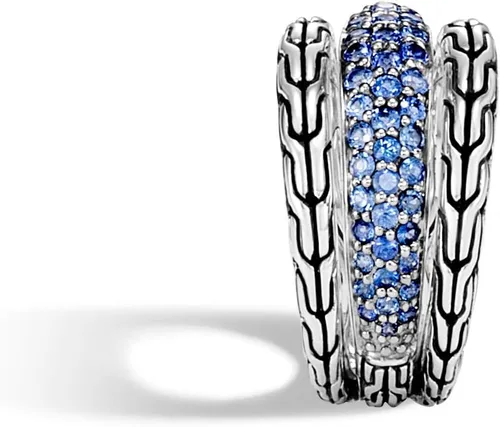 Vista 2 de John Hardy Anillo de plata con cadena clásica para mujer con zafiro
