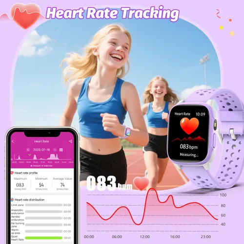 Vista 4 de Reloj para Niños con 140 Modos Deportivos, Rastreador de Fitness para Niños de 1.5", Reloj Inteligente para Niñas, No Requiere APPTeléfono, Monitor