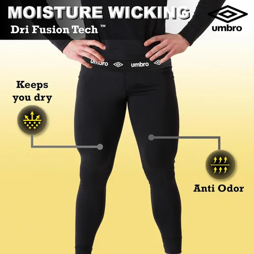 Vista 4 de Umbro Leggings térmicos de capa base para hombre, pantalones de invierno cálidos y ligeros para hombres, pantalones de compresión para hombre