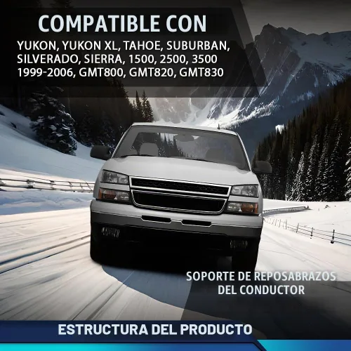 Vista 2 de PIT66 Soporte para reposabrazos del conductor, compatible con Chevy Silverado GMC Sierra 1500 2500 3500 1999-2007, compatible con Chevy Suburban GMC