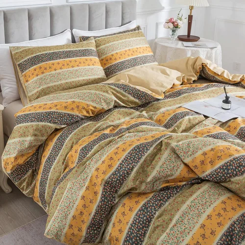 Vista 27 de HoneiLife Juegos de Fundas de Edredón Twin - Funda de Edredón Floral 100% Algodón, Juego de Ropa de Cama Transpirable de 2 Piezas con Cierre