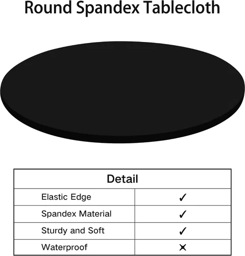 Vista 6 de NEWISHER Mantel redondo ajustable de elastano elástico negro con bordes elásticos para comedor, picnic y patio, 48 pulgadas