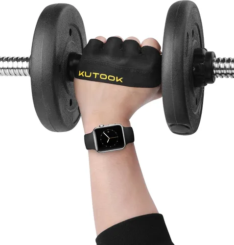 Vista 9 de KUTOOK Guantes de entrenamiento para levantamiento de pesas para hombres/mujeres, guantes de gimnasio con relleno XRD de 0.118 in, guantes parciales
