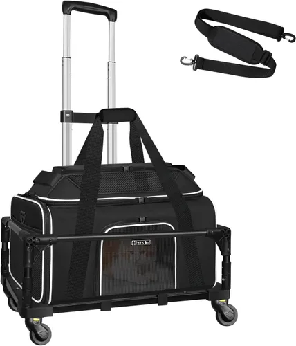Vista 23 de Petskd Transportador de mascotas extensible superior de 17 x 11 x 9.5 pulgadas, aprobado por aerolíneas de Alaska, transportador de lados suaves
